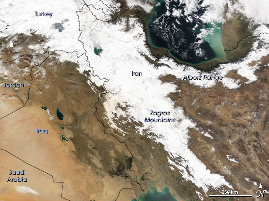 Snow in Iran - MODIS (January 26, 2005)