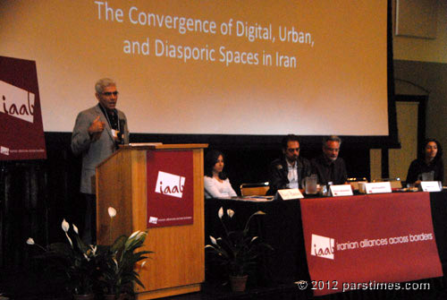 Iranians Online & Offline: Place and Space in Diaspora: Dr. Babak Elahi (Rochester Institute of Technology), Ms. Donya Alinejad (Vrije Universiteit, Netherlands), Pouya Jahanshahi (Laguna College of Art & Design) & Mr. Jeff Knowlton,  Sanaz Raji - UCLA (October 14, 2012)- by QH