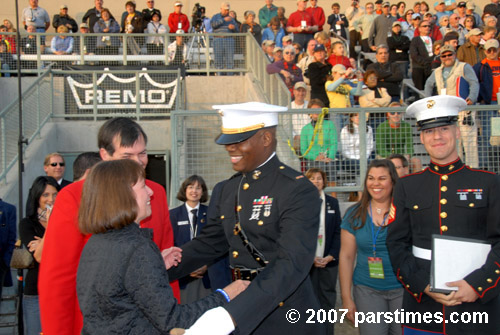 U.S. Marines greeting the President's Wife (December 30, 2007) - by QH