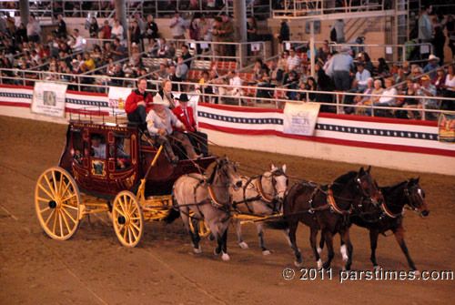 Wells Fargo Coach: President of the tournament of Roses Rick Jackson rides on the top of the Wells Fargo Stagecoach - Burbank (December 30, 2011) - by QH