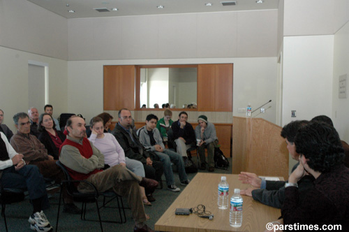 Mohammad Reza & Homayoun Shajarian during discussion, PhD student Mateo Mohammad Farzaneh listening to the lecture - UCSB (February 28, 2006) by QH