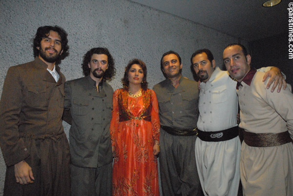 Pictured from left to right are Sohrab Pournazeri, Shahab Paranj, Rojan, Hamid Reza Tahghavi, Tahmoures Pournazeri and Hajar Zahawy -  (July 22, 2006) - by QH