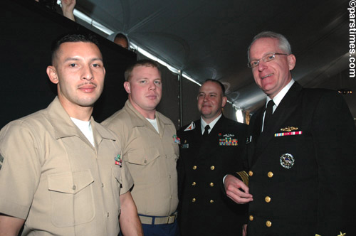 Commander Jeffrey B. Cassis & Chief of the Boat Jim Miller talk to Marines, Pasadena  - by QH