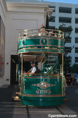 The Grove at Farmers Market: The green trolley bus at The Grove - by QH