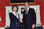 British Prime Minister Thatcher and President Bush in London,  June 1, 1989 - Bush Library