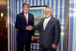 Secretary Kerry shakes hands with Iranian Foreign Minister Zarif before their meeting in Oslo - USDOS Photo - June 15, 2016