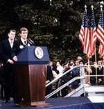 Bruce Laingen, charge d'affaires at the American embassy in Teheran  and President Reagan, January 27, 1981 - Reagan Library