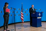 Secretary of State Michael R. Pompeo holds a press conference, in Brussels, Belgium on November 20, 2019. - USDOS Photo