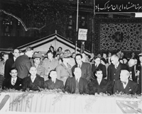 Photograph of President Truman, Secretary of State Dean Acheson, the Shah of Iran, and other dignitaries at ceremonies welcoming the Shah to Washington, during his visit to the United States., 11/16/1949 -  ARC Identifier: 200145.