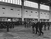 President John F. Kennedy and the Shah of Iran, Mohammad Reza Pahlavi, Inspect Troops During Arrival Ceremonies - April 11, 1962