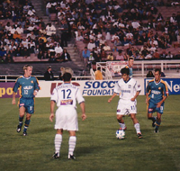 Khodadad Azizi playing against the LA Galaxy at the Rose Bowl (August 30, 2000)
