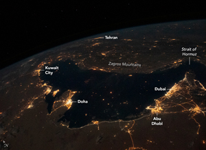 Bustling Persian Gulf at Night - Image of the Day for January 24, 2021