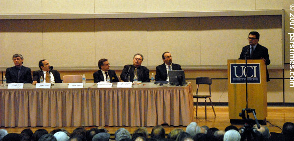 US-Iran Relations Conference: Farrokh Negahdar, Dr. Mohammad Sahimi, Dr. Hooshang Amirahmadi, Mohammd Arasi, Shahram Tehrani, Massoud Behnoud - UCI (February 3, 2007) - by QH