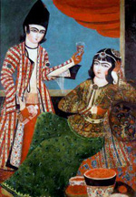 Painting by Muhammad Sadiq depicting two lovers.