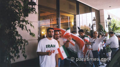 Iranian football fans at Pasadena Hilton (January 16, 2000)
