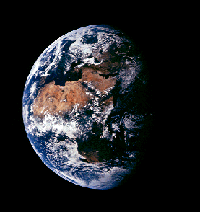 Nearly full Earth showing Africa, Middle East, Europe and western Asia (Apollo 11 - July 16, 1969) 