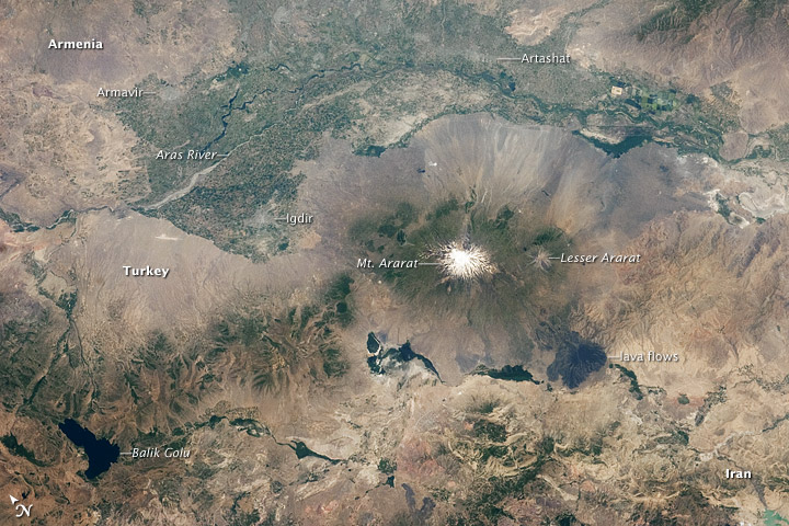 Aras River, Turkey-Armenia-Iran Border Region - NASA (July 8, 2011)