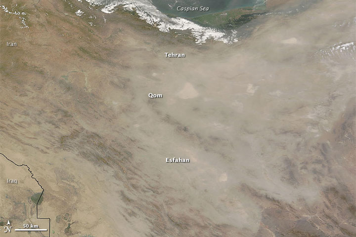 Dust Storm over Iran - MODIS (July 7, 2009)