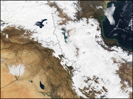 Snow in Iran and Turkey - MODIS (January 25, 2002)