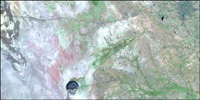 Kuh Khvajeh near Zabol (dark gray) Landsat 7