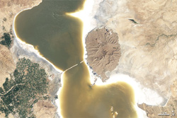 Lake Orumiyeh, Iran - NASA (Nov 9, 2011)