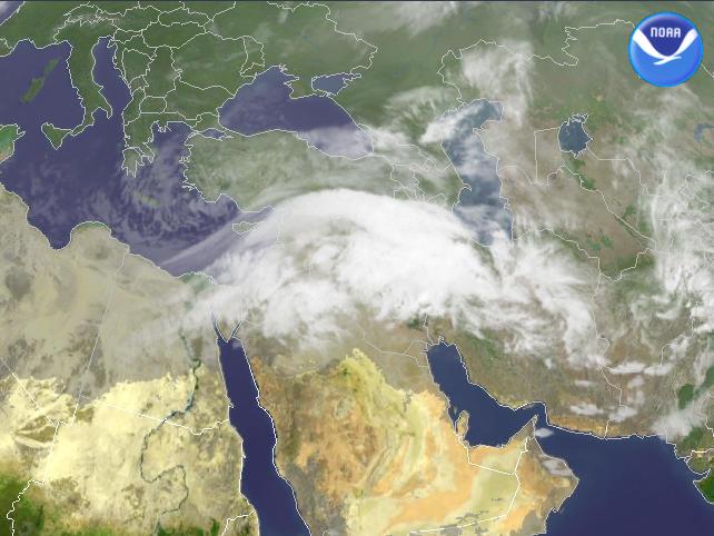Middle East regional imagery, 2003.03.24 at 1300Z. Centerpoint Latitude: 36:47:29N Longitude: 37:46:19E. 