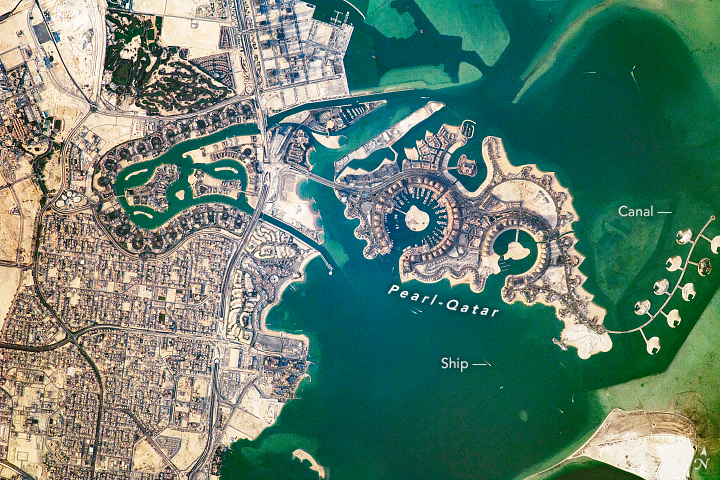 These artificial islands in Doha were built to resemble a string of pearls.
