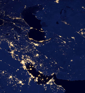 The Persian Gulf Region at night - NOAA/NASA