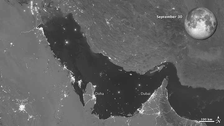 nighttime views of the Persian Gulf region