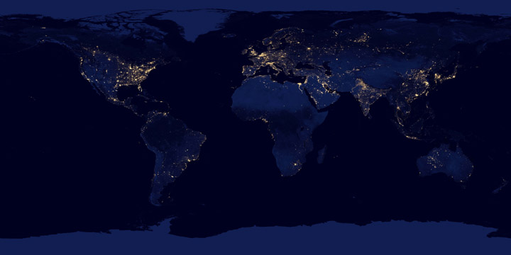 Composite map of the world at night