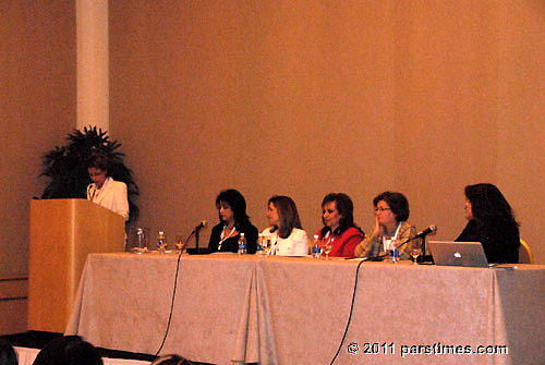 MC: Mehri Bavafa, Moderator Azita Shirazi, Davar Ardalan,Dr. Nehzat Farnoodi, Dr. Maryam Malek, Neshat Soof, Irvine (January 30, 2011) - by QH