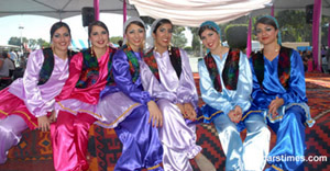 Iranian women wearing traditional costume